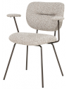 TIBBE Spisebordsstol med armlæn i stål og polyester H80 cm - Kaffebrun/Meleret taupe