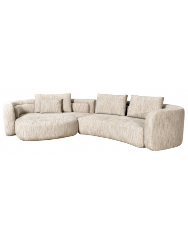 sofa stof moderne design natur beige stor bred flyder luksus hjørnesofa buet