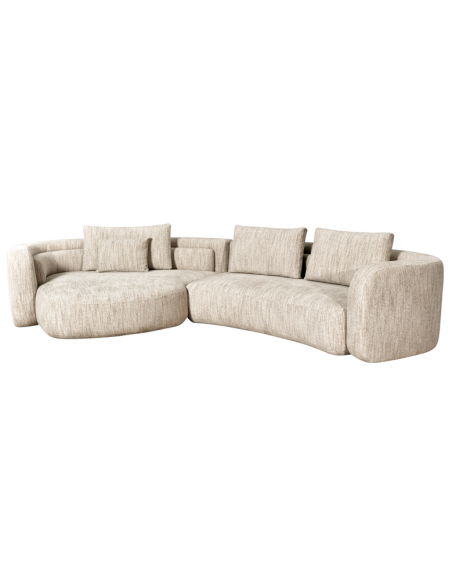 sofa stof moderne design natur beige stor bred flyder luksus hjørnesofa buet