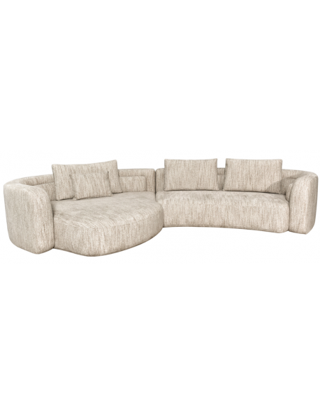 sofa stof moderne design natur beige stor bred flyder luksus hjørnesofa buet