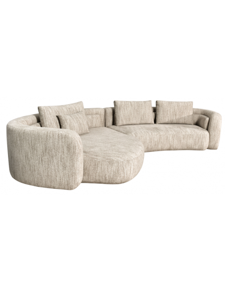 sofa stof moderne design natur beige stor bred flyder luksus hjørnesofa buet