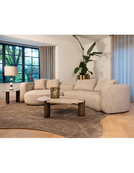 sofa stof moderne design natur beige stor bred flyder luksus hjørnesofa buet