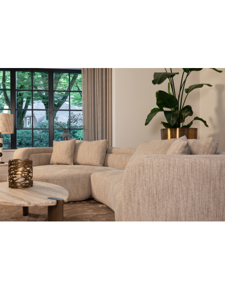 sofa stof moderne design natur beige stor bred flyder luksus hjørnesofa buet