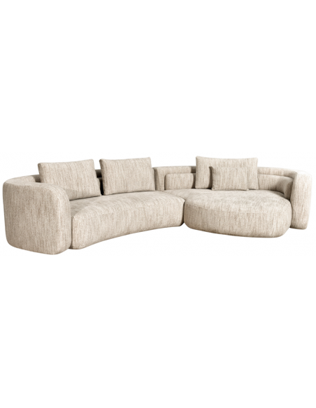sofa stof moderne design natur beige stor bred flyder luksus hjørnesofa buet
