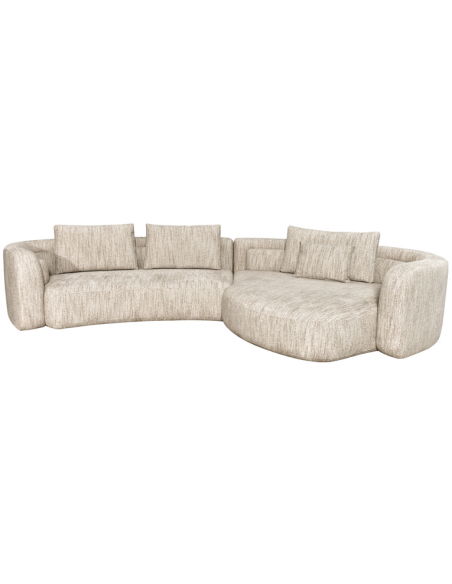 sofa stof moderne design natur beige stor bred flyder luksus hjørnesofa buet