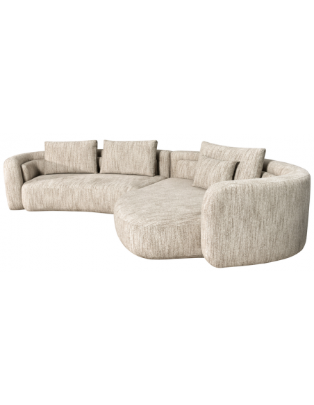 sofa stof moderne design natur beige stor bred flyder luksus hjørnesofa buet