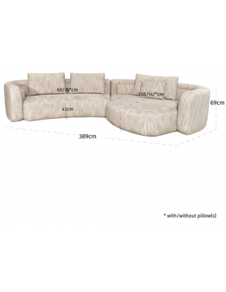 sofa stof moderne design natur beige stor bred flyder luksus hjørnesofa buet