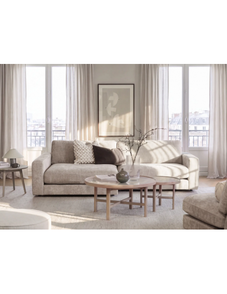chaiselongsofa i beige stof komfortabel design flydersofa sofa moderne chaiselong modulsofa