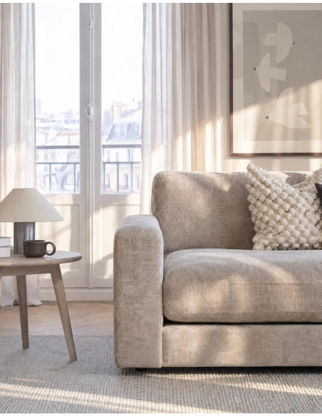 chaiselongsofa i beige stof komfortabel design flydersofa sofa moderne chaiselong modulsofa