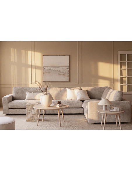 hjørnesofa i beige stof komfortabel design flydersofa sofa moderne modulsofa