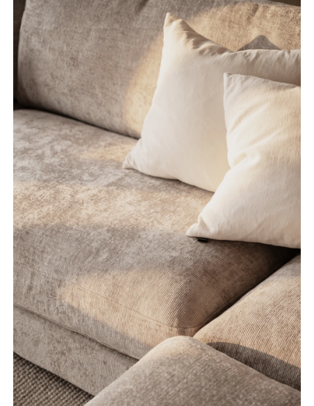 hjørnesofa i beige stof komfortabel design flydersofa sofa moderne modulsofa