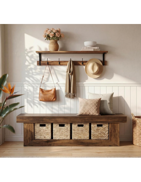 bænk entre garderobe soveværelse moderne design skobænk træ