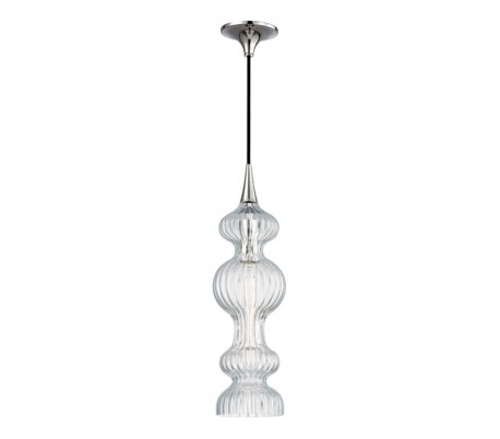 Se Pomfret Loftlampe i glas og stål Ø15,5 cm 1 x E27 - Klar/Poleret nikkel hos Lepong.dk