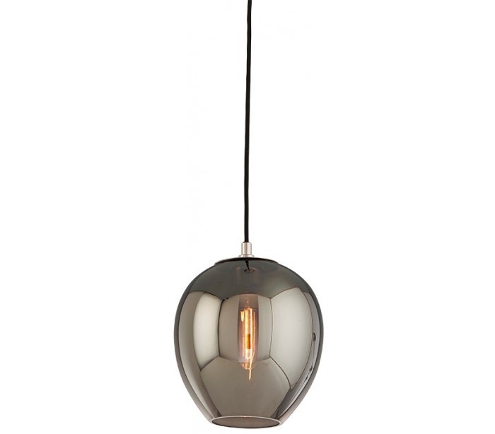 Odyssey Loftlampe i glas og jern Ø23 cm 1 x E27 - Smoked/Poleret nikkel