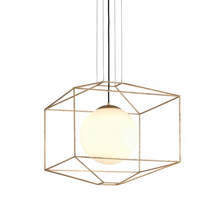 Silhouette Loftlampe i glas og jern Ø46 cm 1 x E27 - Opalhvid/Guld