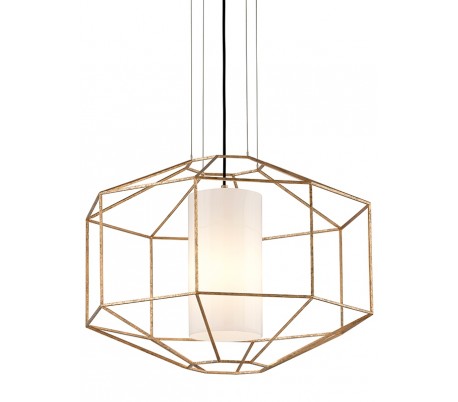 Silhouette Loftlampe i glas og jern Ø64 cm 1 x E27 - Opalhvid/Guld
