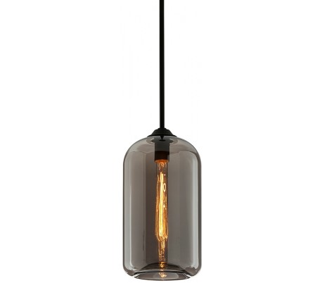 Se District Loftlampe i glas og jern Ø20,5 cm 1 x E27 - Smoked/Sort hos Lepong.dk