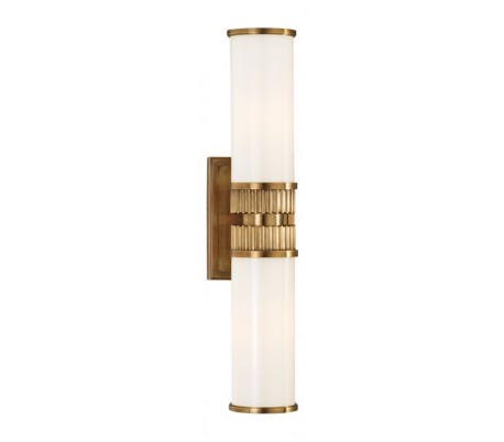 Harper Badeværelseslampe i messing og opalglas H53,5 cm 2 x E27 - Antik messing/Opalglas