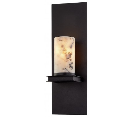 Billede af Catalonia Væglampe i jern og marmor H42 cm 1 x E14 - Antik sort/Hvid