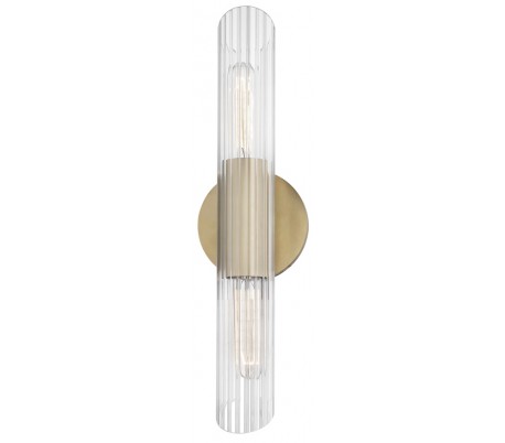 Sperry Væglampe i stål og glas H32,5 cm 1 x E27 - Antik messing/Klar
