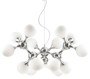 NODI Lysekrone i glas og metal Ø80 cm 9 x E14 - Krom/Hvid