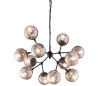 KEPLER Lysekrone i glas og metal Ø75 cm 12 x E27 - Mat sort/Røget