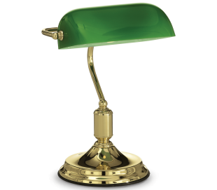 Bordlampe i metal og glas messing grøn