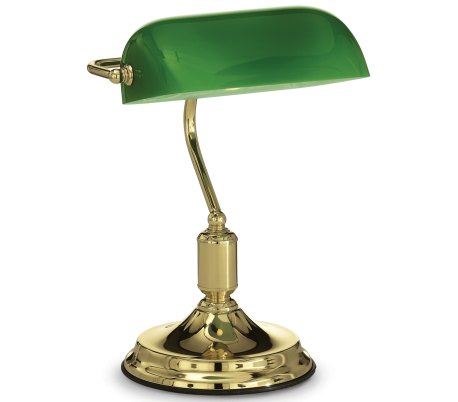 Se LAWYER Bordlampe i metal og glas H38 cm 1 x E27 - Messing/Grøn hos Lepong.dk