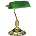 LAWYER Bordlampe i metal og glas H38 cm 1 x E27 - Antik messing/Grøn