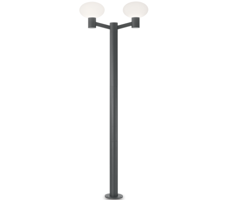 ARMONY Dobbelt Bedlampe i aluminium og plast H215 cm 2 x E27 - Grå/Hvid