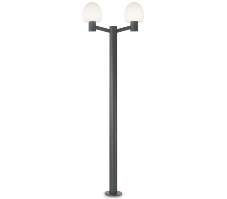 Billede af CONCERTO Dobbelt Bedlampe i aluminium og plast H220,5 cm 2 x E27 - Antracit/Hvid