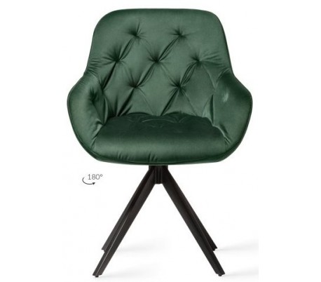 Billede af 2 x Tara Rotérbare Spisebordsstole H84 cm velour - Sort/Junglegrøn