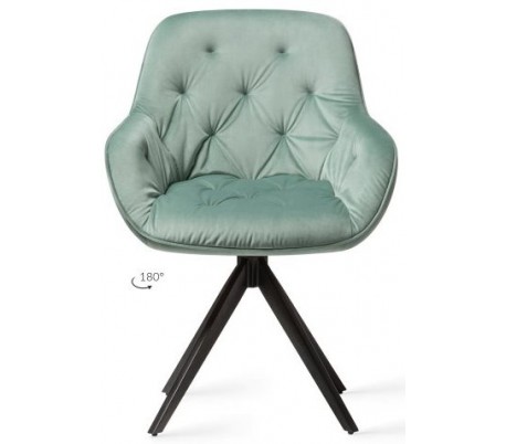 Billede af 2 x Tara Rotérbare Spisebordsstole H84 cm velour - Sort/Jadegrøn
