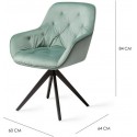 2 x Tara Rotérbare Spisebordsstole H84 cm velour - Sort/Junglegrøn