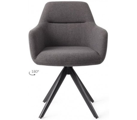 Se 2 x Kinko Rotérbare Spisebordsstole H84 cm polyester - Sort/Mørkegrå hos Lepong.dk