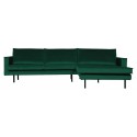 Sofa med højrevendt chaiselong i velour 300 x 155 cm - Mørkegrøn