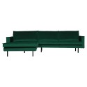 Sofa med højrevendt chaiselong i velour 300 x 155 cm - Grøn