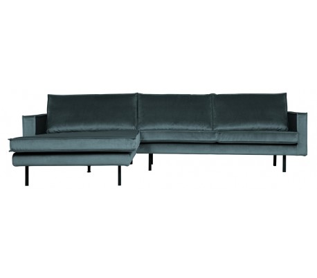 Sofa med højrevendt chaiselong i velour 300 x 155 cm - Teal