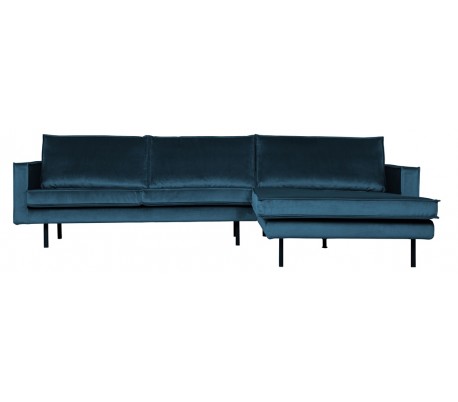 Sofa med højrevendt chaiselong i velour 300 x 155 cm - Rød