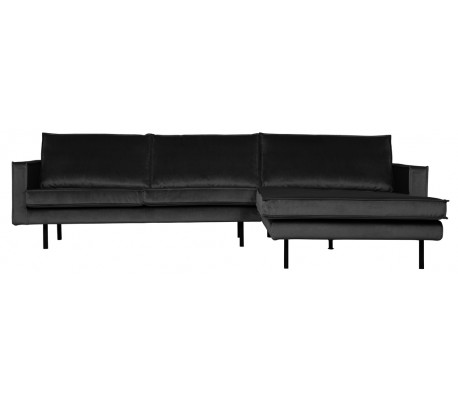 Sofa med højrevendt chaiselong i velour 300 x 155 cm - Pink