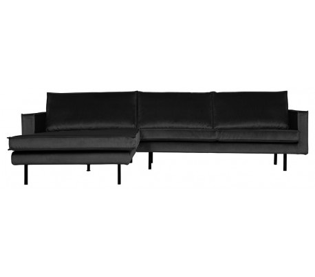 Sofa med højrevendt chaiselong i velour 300 x 155 cm - Antracit