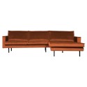 Sofa med højrevendt chaiselong i velour 300 x 155 cm - Taupe