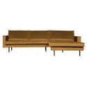 Sofa med højrevendt chaiselong i velour 300 x 155 cm - Rust