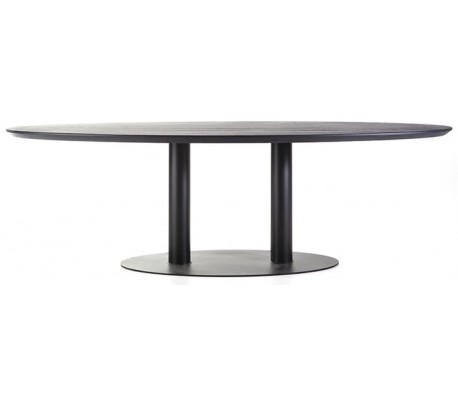 Ovalt spisebord i mangotræ og metal 200 x 100 cm - Sort