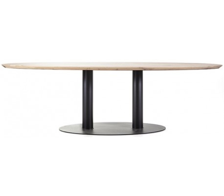 Ovalt spisebord i egetræ og metal 240 x 110 cm - Sort
