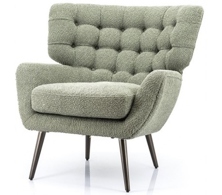 Billede af Lænestol i linned og metal H85 x B84 cm - Grøn
